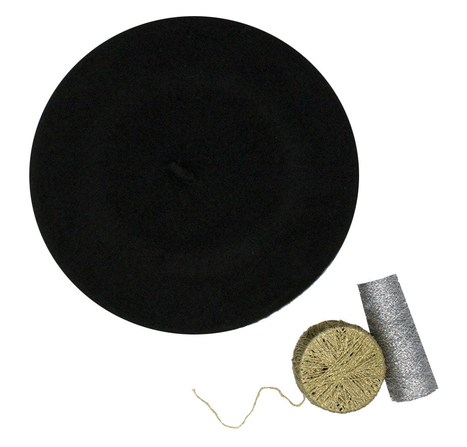 Baschetto di lana ricamato nero personalizzato